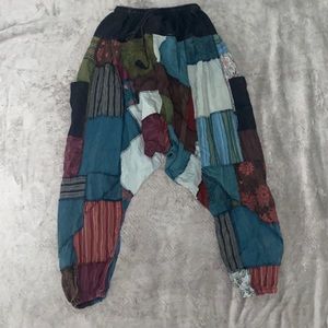 hippie style patchwork harem pants (brand: Kathman Imports, size S/M)